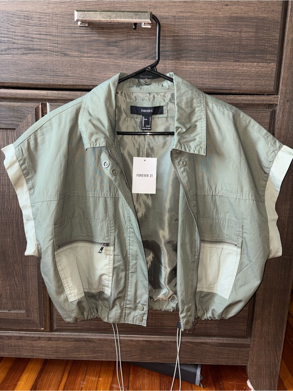 Forever 21 Olive Green Short-Sleeve Utility Jacket
